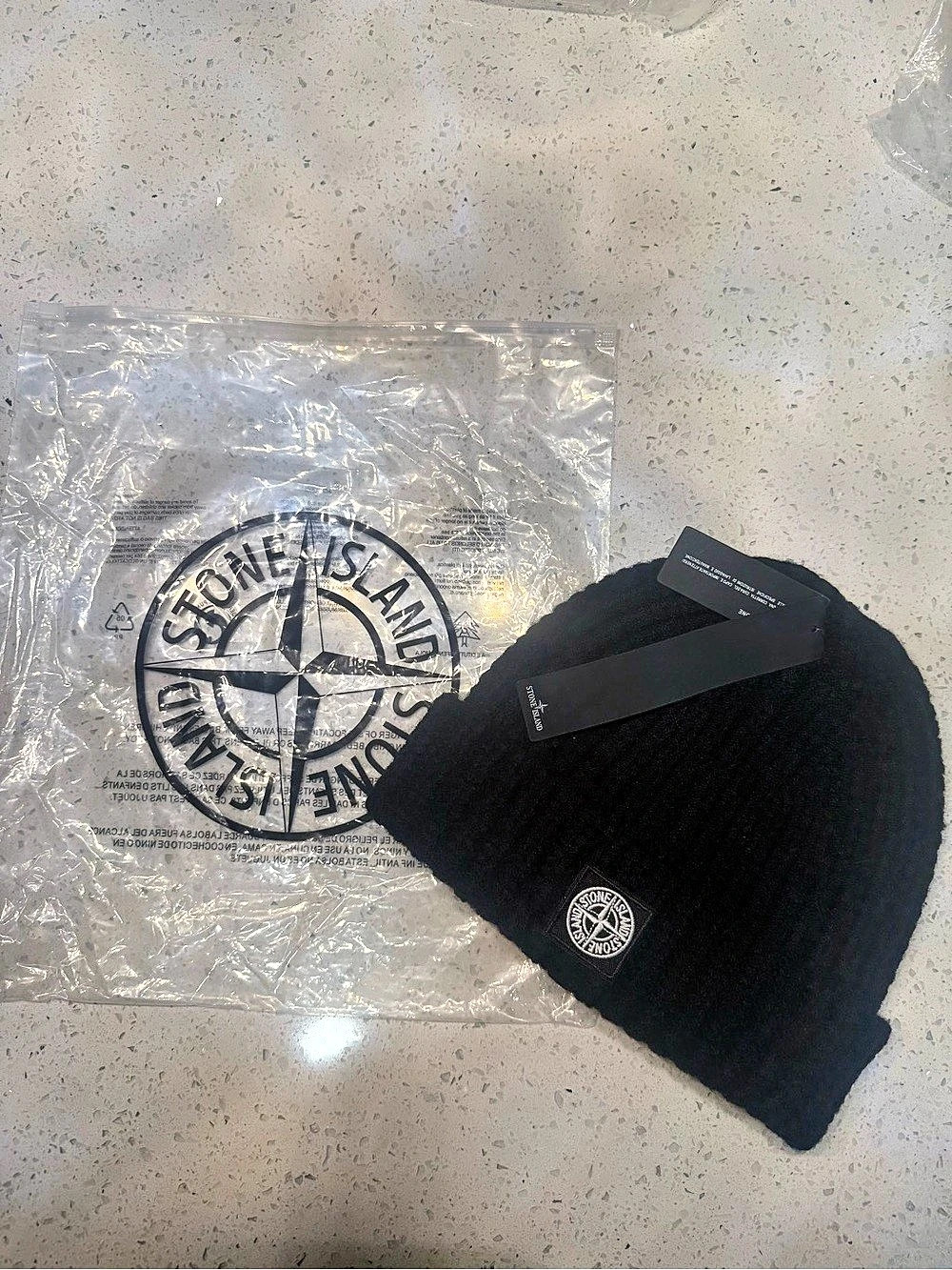 Stone Island Full Rib RWS Wool Beanie Black